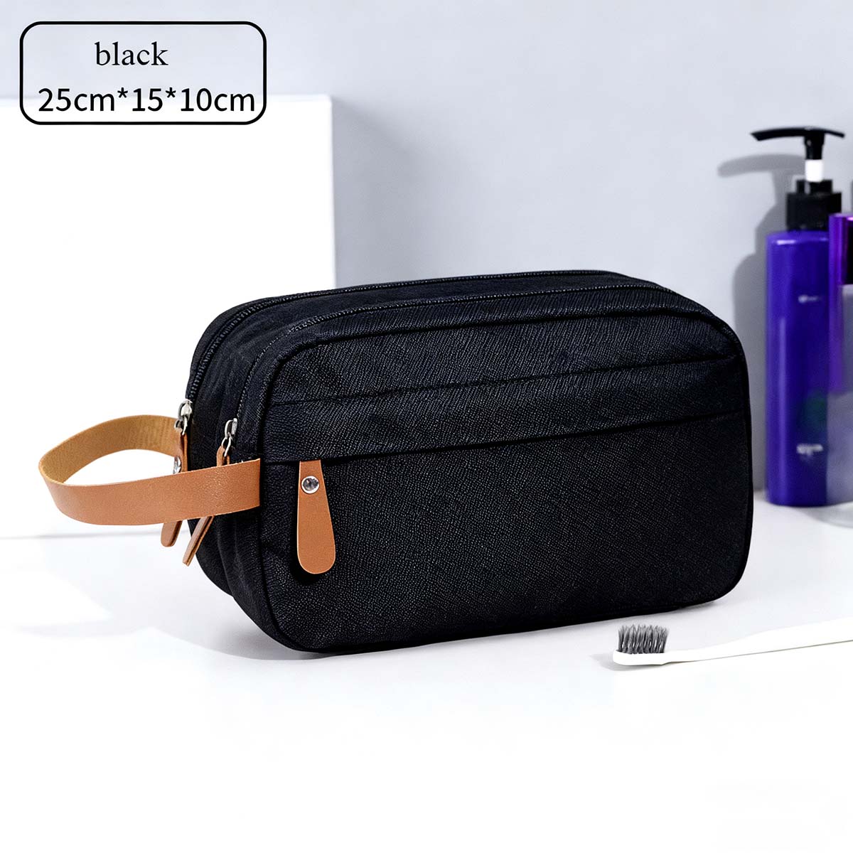 Bolso de aseo de alta gama, gran capacidad, bolso de mano portátil para viajes, con compartimentos organizadores, estuche para maquillaje.