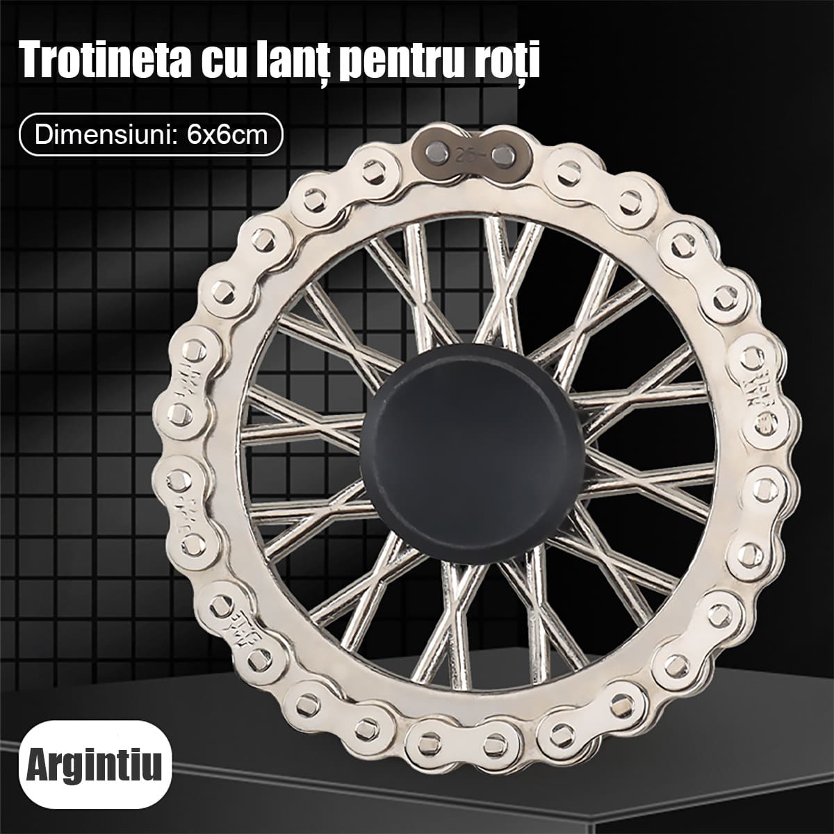 Girator de deget cu lanț și roată dințată, jucărie anti-stres