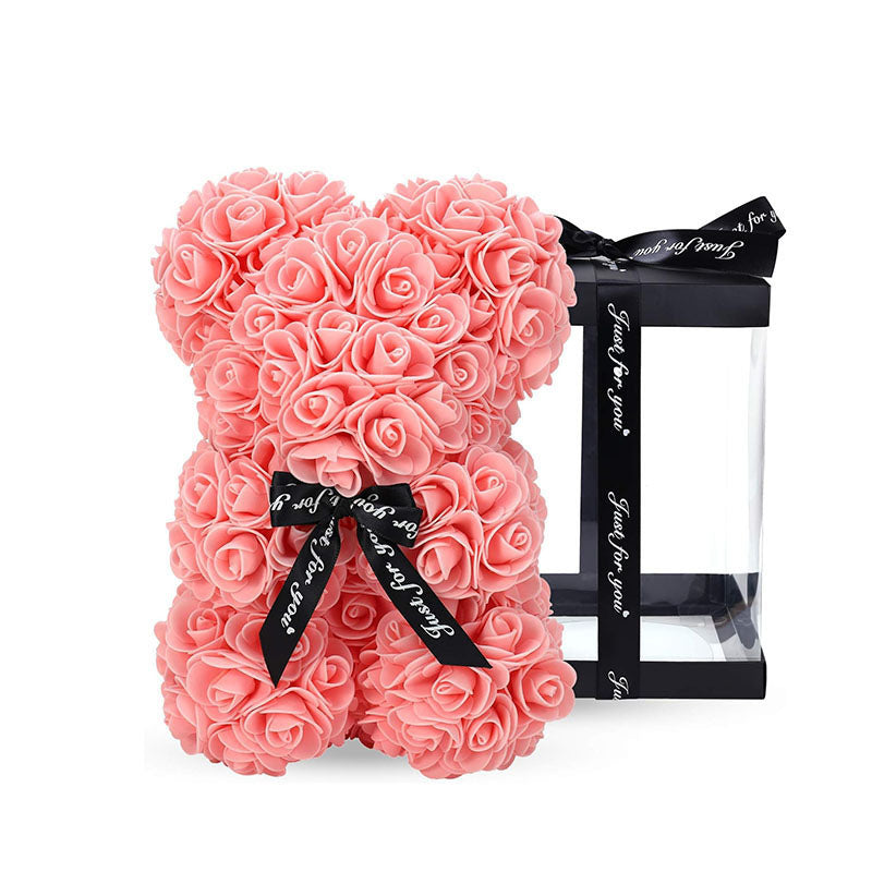 Oso de rosas de PE con espuma floral / Oso de flores de espuma / Caja de regalo de PVC para oso de flores