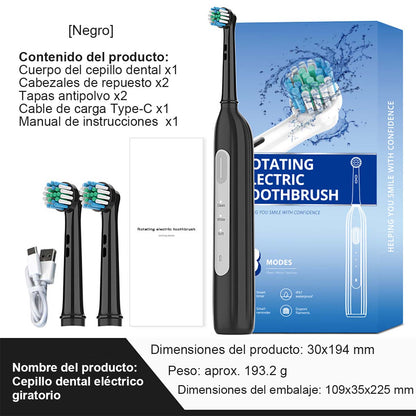 "Cepillo de dientes eléctrico rotatorio de tendencia, larga duración, estándar DuPont de limpieza, eje metálico, cabezal redondo."
