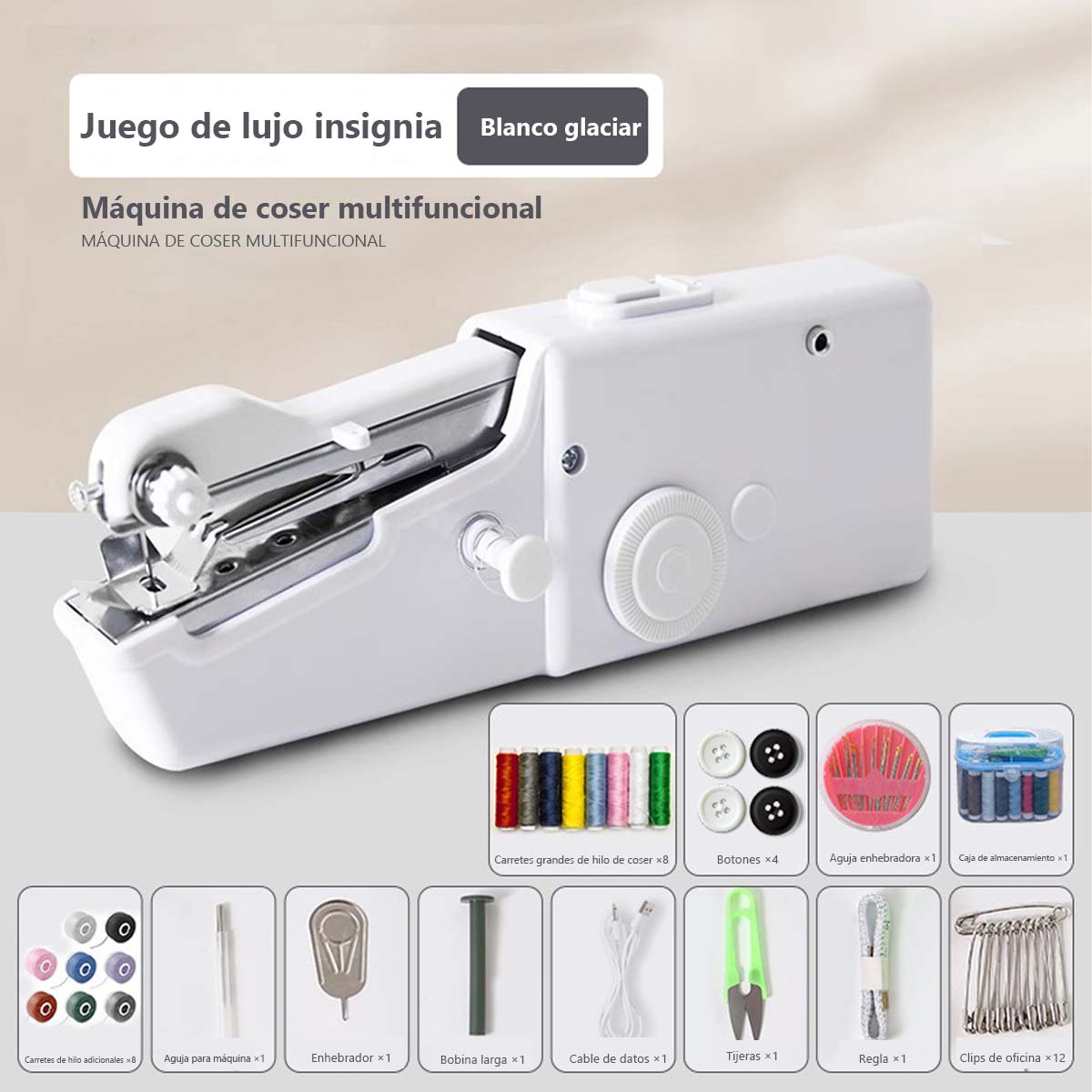 Máquina de Coser Portátil Mini a Pilas/USB - Multifunción para Viajes, Reparaciones Rápidas en Ropa, Denim y Manualidades