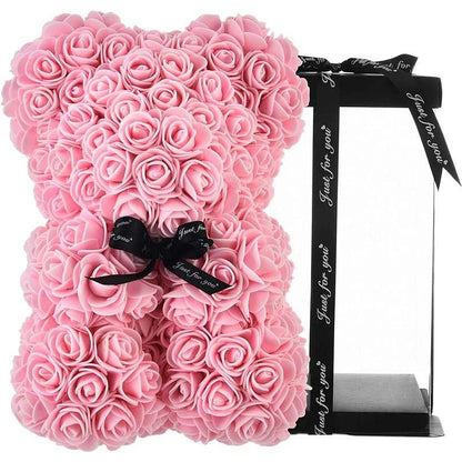 Oso de rosas de PE con espuma floral / Oso de flores de espuma / Caja de regalo de PVC para oso de flores