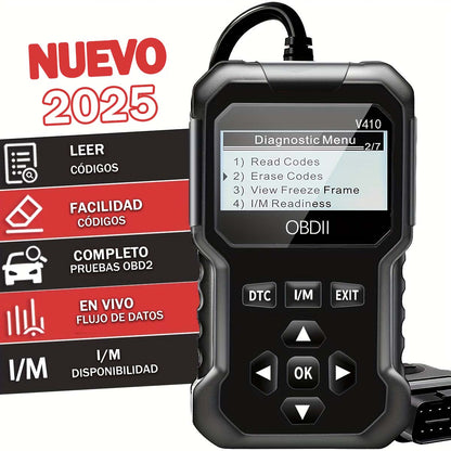 **Escáner de diagnóstico de fallos del motor OBD2 V410, lector de códigos**